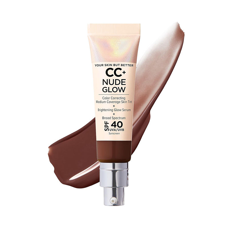 Official Store:| 60% OFF Nude Glow SPF40 w/ Luxe Brush Foundation Makeup Sunscreen Base Coverage Niacinamide